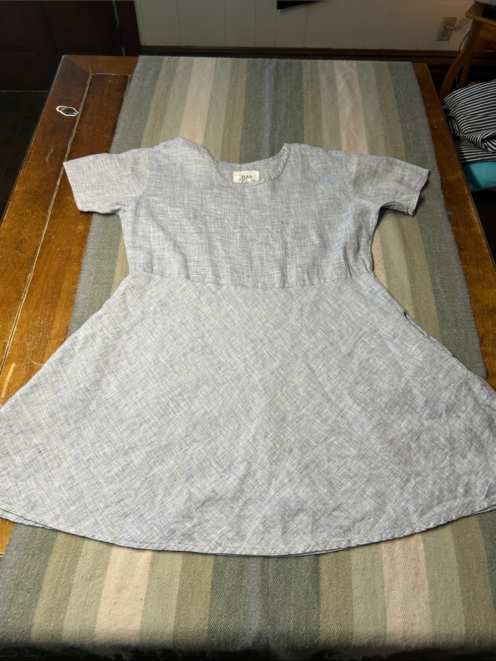 Flax by Jeanne Engelhart Light Blue Linen Dress medium